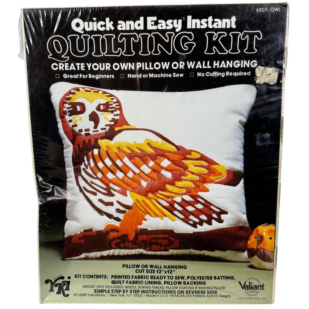 Quick & Easy Instant Quilting Kit Brown Owl Pillow Wall Hanging‎ Valiant 6507